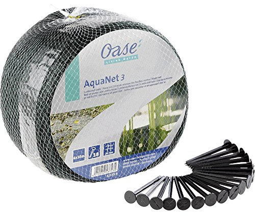 Oase 53753 Aquanet Teichnetz 3 - schützt Teiche vor Blättern und Laub, Verwendung als Vogelschutznetz an Bäumen und Sträuchern, Teichgröße bis max. 6 x 10 m, Grün