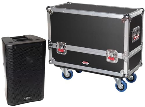 Gator Cases G-TOUR Series ATA Style Road Case for (2) QSC K8 Speaker Cabinets with Cable Storage and Heavy Duty 4 Casters (G-TOUR SPKR-2K8)
