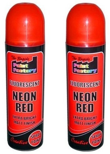 2 x RED Fluorescent Neon Spray Paint Matt DIY Interior Exterior Bright Colour Aerosol