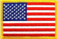 Sew-on Iron-on Embroidered Patch USA United States (Gold Border) American Flag (LARGE)