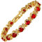 RIVA Blume Tennis Armband [18cm/7inch] mit Rundschliff Edelstein Zirkonia CZ [Rot Rubin] in 18K Gelbgold Vergoldet, Einfache Moderne Eleganz