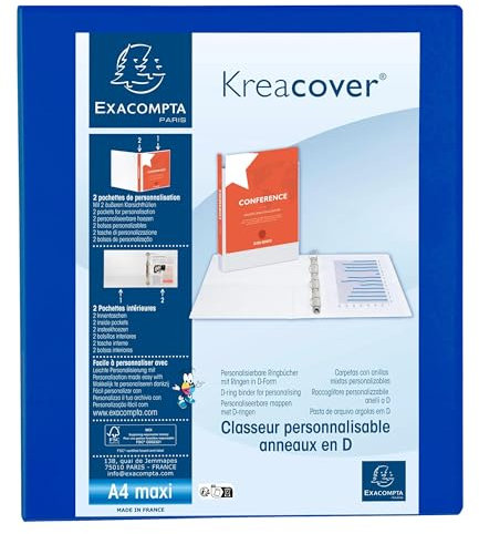 Classeur 4 anneaux en d 30mm remborde 3 pochettes exterieures krea cover - a4 maxi