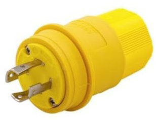 Eaton L1630PW 30 Amp 480V Hart-Lock Watertight Plug, Yellow