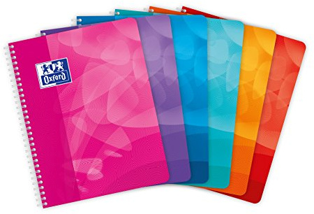 Oxford Lot de 5 cahiers avec couverture en polypropylène 160 pages grands carreaux seyès 17 x 22 cm Coloris Assortis Aléatoires