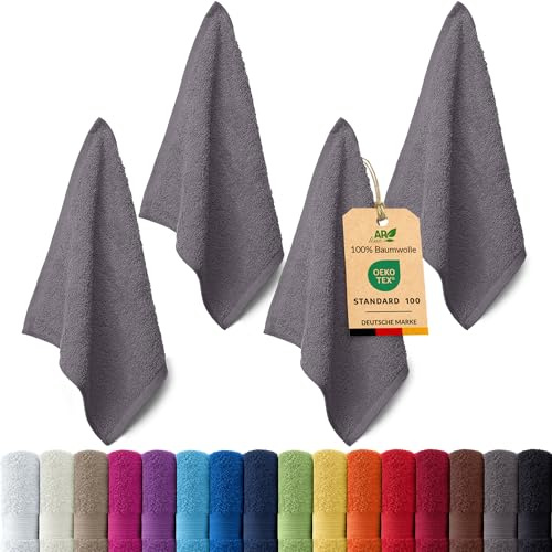 AR Line Arizona 4er Set Seiftücher 30x30 cm – 100% Baumwolle, 500 g/m², weich & saugstark in Farbe: Anthrazit-Grau