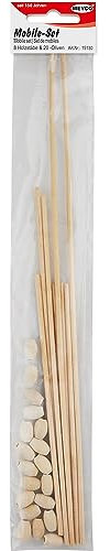 Meyco Hobby Mobile - Set Holz, 8 Holzstäbe & 20 Holzoliven. Kinderbettmontage, Holz, Holzfarben, Hängemobile für Kinder (0-3 Jahre), Unisex