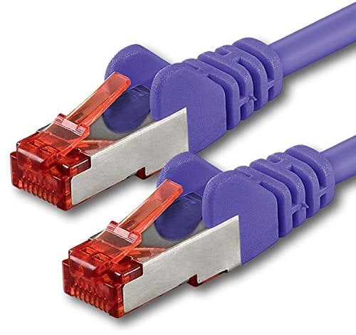 1aTTack - Cable de red SFTP PIMF con 2 conectores RJ45 de doble apantallamiento CAT 6 morado 15m