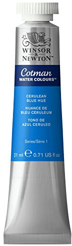Winsor & Newton 0308139 Cotman Aquarellfarbe mit ausgezeichneter Transparenz, Farbkraft und Verarbeitungseigenschaften, Wasserfarbe 21ml Tube - Cölinblau Farbton