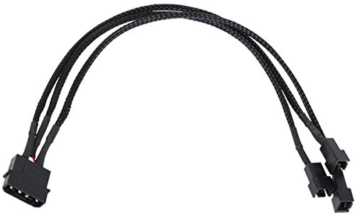Phobya Adapter 4Pin Molex auf 3Pin 5V/7V/12V 30cm - Schwarz Kabel Lüfterkabel und Adapter