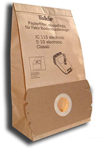 Original Fakir - 5 Staubsaugerbeutel für IC 115 electronic, S10 electronic, Classic, Original 21 81 805, LIV 2000, Ideal Line, Privileg 105.511, 105.512, 383.882, 919.903