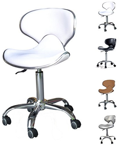 POLIRONESHOP VALI – Drehhocker mit Lehne, Ergonomischer Arbeitshocker für Kosmetiksalons und Beauty-Studios, Höhenverstellbar und Komfortabel