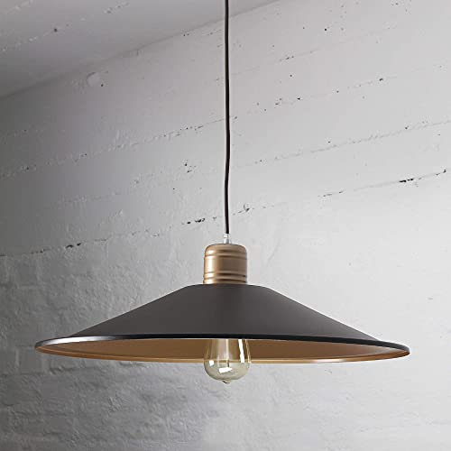 Licht-Erlebnisse XL Vintage Hängeleuchte schwarz gold Metall Pendellampe Industrie Küchenlampe Esstisch Leuchte Wohnzimmer Hängelampe