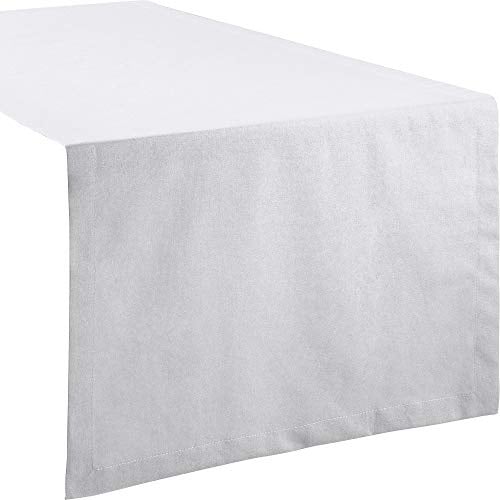 REDBEST Tischdecke, Tischläufer Uni Seattle, 100% Baumwolle weiß Größe 50x150 cm - Robustes, glattes Gewebe, mit hochwertigem Kuvertsaum