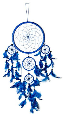 Kascha Traumfänger / Dreamcatcher - 70cm x 21cm - Blau - Naturmaterialien - Hängend - Feste und Feierlichkeiten