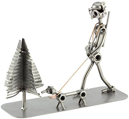 Steelman24 Schraubenmännchen Jäger mit Hund | Made in Germany,Handarbeit,Geschenkidee,Stahlfigur,Metallfigur,Metallmännchen