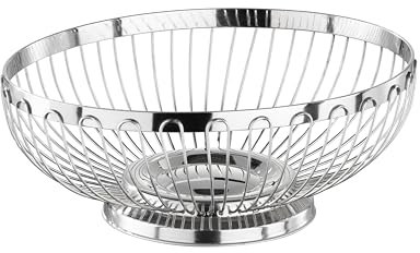 APS 30240 Hochglanzpolierter Edelstahl Oval Korb für Brot oder Obst, 24 x 19 x 8.5 cm