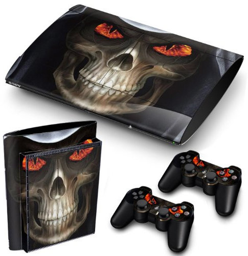 PS3 SuperSlim PlayStation 3 SuperSlim moissonneuse autocollants film PVC pour console + 2 contrôleurs/pad adhésif couverture de protection effet peau d'art
