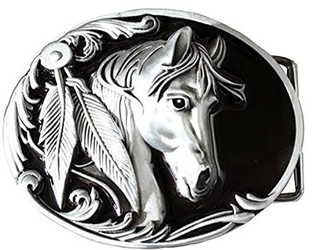 eeddoo® Gürtelschnalle - Pferd (Buckle für Wechselgürtel für Damen und Herren | Belt Frauen Männer Oldschool Rockabilly Metall Gothic Wave Rock Biker Western Trucker Casino Skull)