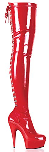 PLEASER DELIGHT-3063, Damen Over-Knee Stiefel, Rot (Rot (Red STR Pat/Red)), 39 EU (6 Damen UK)