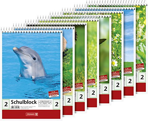 BRUNNEN Schulblock | A5, Lineatur 2, 40 Blatt, mehrfarbig