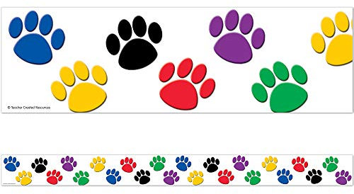 Teacher Created Ressourcen gerade Border Trim, Colorful Paw Prints (4641)