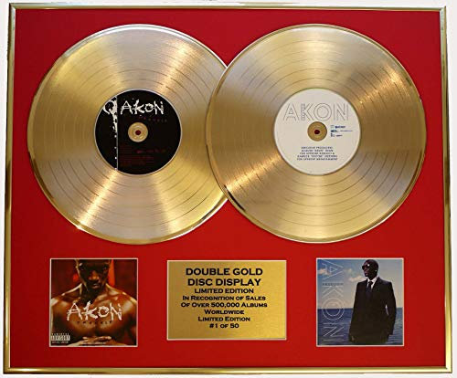 EC Akon/Zweifache Goldene Schallplatte Display/Limitierte Edition/COA/Trouble & Freedom