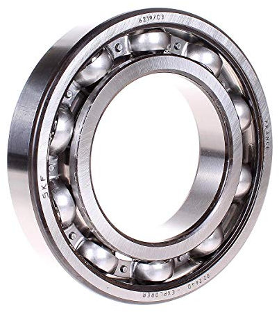 SKF 6219/C3 Radial Bearing, Single Row, Deep Groove Design, ABEC 1 Precision, Open, C3 Clearance, Steel Cage, 95mm Bore, 170mm OD, 32mm Width
