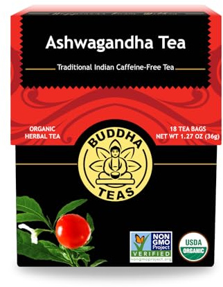 Buddha Teas - Ashwagandha Root Tea - Herbal Tea - Promote Cleansing & Wellness - With Antioxidants & Minerals - Clean Ingredients - Caffeine Free - OU Kosher - 18 Tea Bags (Pack of 1)