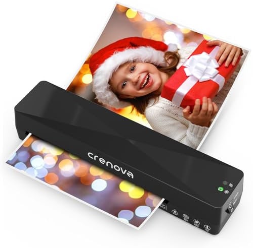 Crenova Laminiergerät A4/A5/A6,Schneller Laminator mit 10 Laminierfolien,Personal für Hausgebrauch,Schule Lehrer,Büro Karte (Schwarz)