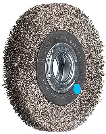 PFERD POS Rundbürste breit ungezopft RBU | Ø 150x25xvariable Bohrung Edelstahl-Draht-Ø 0,30 | 43701210 – für den Schleifbock, Besatzmaterial Inox 0,30 Mm