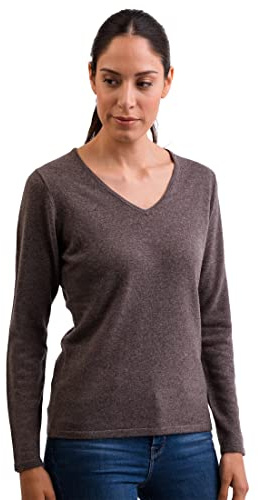 CASH-MERE.CH 100% Kaschmir Damen Pullover | Sweater V-Ausschnitt 2-fädig