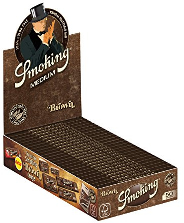 Smoking Brown 1 1/4 Medium Size Zigarettenpapier Papers Braun 3 Boxen (75x Heftchen/Booklets)