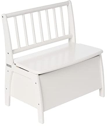 Geuther Truhenbank Bambino Sitzbank mit Stauraum Spielzeugkiste aus massivem Holz Sitztruhe mit Deckelbremse Kindgerechte Farben Ideales Kinderzimmerzubehör bis 6 Jahre Weiß