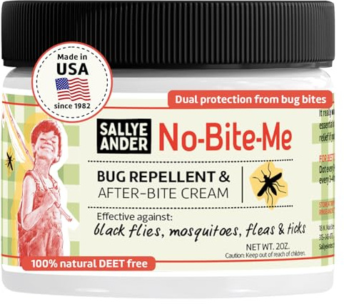 SALLYEANDER No Bite Me Natural Bug & Insect Repellent Lotion - DEET-Free Anti-Itch Cream - Safe for Kids, Infants & Adults - Repels Mosquitoes, Black Flies, Fleas & Ticks - Made in USA, 2oz