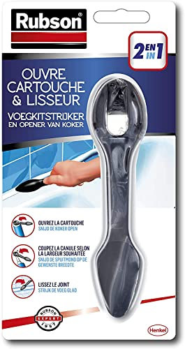 RUBSON Ouvre Cartouche & Lisseur, outil 2 en 1 pour ouvrir toutes les cartouches de mastic et lisser tous types de joints