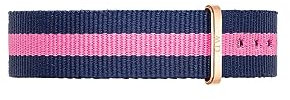 Daniel Wellington Classic Winchester, Montre Bleu-Rose/Or Rose Bracelet, 18mm, NATO, pour Femmes et Hommes