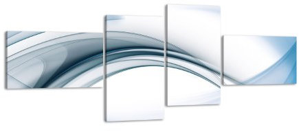 Leinwandbild Blaue Glaswelle LW253 Wandbild, Bild auf Leinwand, 4 Teile, 100x45cm, Kunstdruck Canvas, XXL Bilder, Keilrahmenbild, fertig aufgespannt, Bild, Holzrahmen, Abstrakt, Form, elegant,