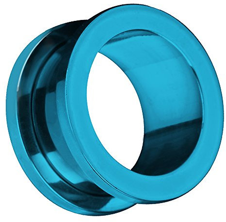 Piersando Flesh Tunnel Ohr Plug Piercing Farbige Ohrpiercing Schraub Edelstahl Ohrtunnel Creole 10mm Blau