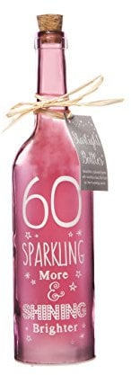 Boxer Gifts Light-Up LED 60 Glass Starlight Bottle | Beautiful, Decorative Homeware Perfect for a 60th Birthday | Complete with Gorgeous Gift Tag, White, 6.7cm x 29.5cm