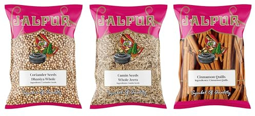 Jalpur Millers Spice Combo Pack – Coriander Seeds, Cumin Seeds & Cinnamon Quills 100g – Premium Whole Spices for Indian Cooking, Curry