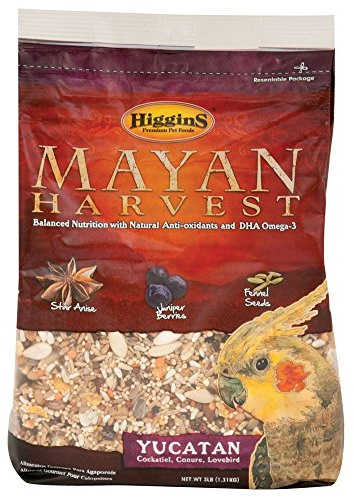 Higgins Mayan Harvest Yucatan Food Mix for Cockatiels, Lovebirds & Conures, 3 lbs.