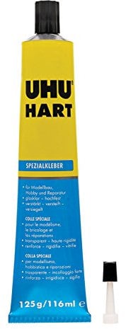 UHU Tube de colle spéciale HART - Transparent - Séchage rapide - Pour modélisme et bricolage - 125 g