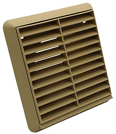 Kair Beige 125mm Louvred Wall Vent Grille with Rear Spigot | Push-fit installation, Suitable for bathroom and kitchen extraction, Cover size 125mm