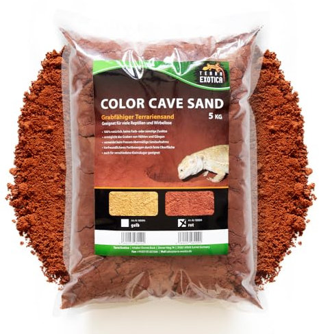 TE Terrarium Sand Color Cave Sand rot in 5, 10 und 25 Kg - natürlicher, grabfähiger Sand zum Bauen von Höhlen und Verstecken - für Reptilien, Wirbellose & versch. Kleinsäuger (5 Kg)
