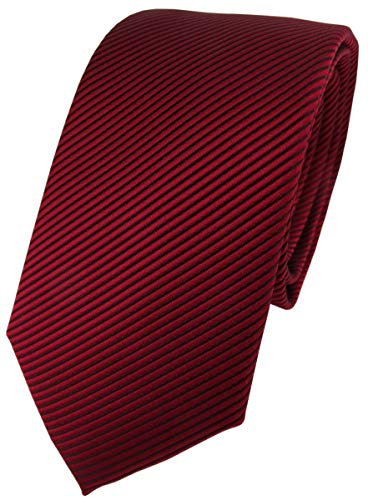 TigerTie - Modische Designer Krawatte in bordeaux dunkelrot fein gestreift