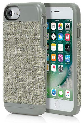 Incipio Esquire Wallet Schutzhülle Robuste Stoßabsorbierende Hybrid Schutzhülle mit Integriertem Kartenfach und Edler Textil-Optik für iPhone 7 - Khaki