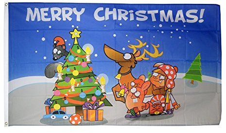 Fahne/Flagge Merry Christmas bunt + gratis Sticker, Flaggenfritze®
