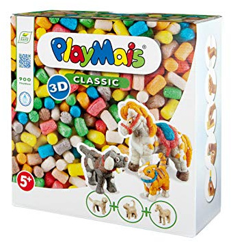 PlayMais 3D Domestic Animals Bastel-Set für Kinder ab 5 Jahren | Über 900 PlayMais & 3 Tierfiguren aus Pappmaschee zum Bekleben und Basteln | Fördert Kreativität & Feinmotorik | Natürliches Spielzeug