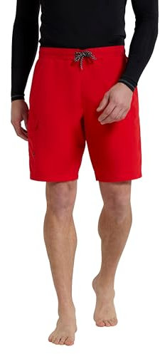 Mountain Warehouse Ocean Mens Boardshorts - Fast Dry Swim Shorts, Internal Mesh Beach Shorts with Adjustable Waist, Side Pockets - Spring Summer, Swimming, Surfing Red S