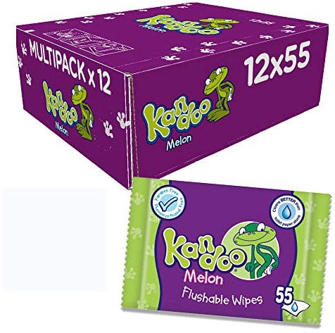 Kandoo Lot de 12 paquets de lingettes parfum melon 660 lingettes au